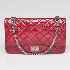 Chanel Dark Pink 2.55 Reissue Quilted Patent Leather 227 Jumbo Flap Bag